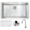 Anzzi Vanguard Undermount 32" Kitchen Sink with Brushed Nickel Singer Faucet KAZ3219-042